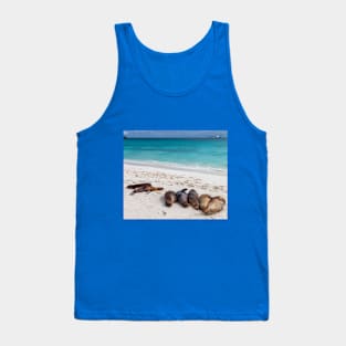 Sea Lions Resting on Galapagos Beach Tank Top